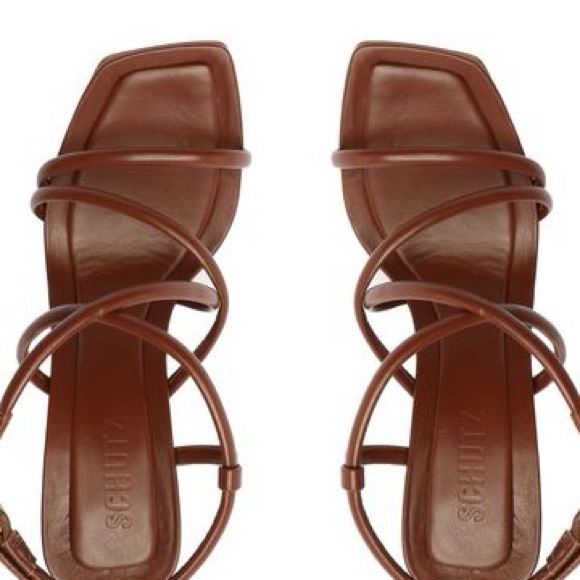 Schutz Lovi Brown Strappy Ankle Strap Sandals  Size 8 Nappa Leather  Brand New - Picture 2 of 8